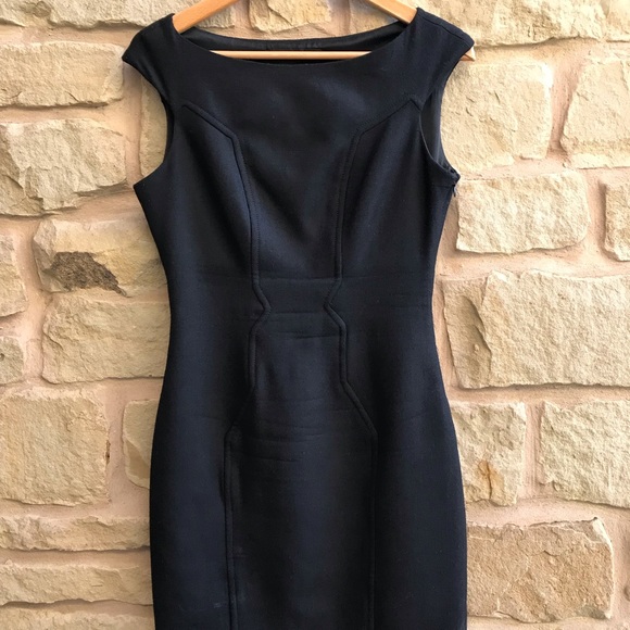 Zara Woman Dresses & Skirts - Zara Woman Black Wool Slim Fit Dress & Belt Small